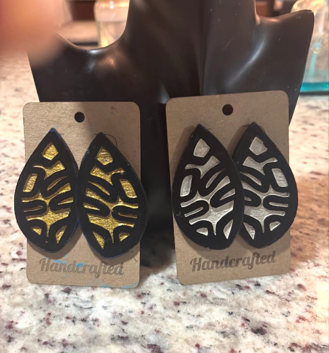 Laser Cut Engraved Wood Boho Style Earrings