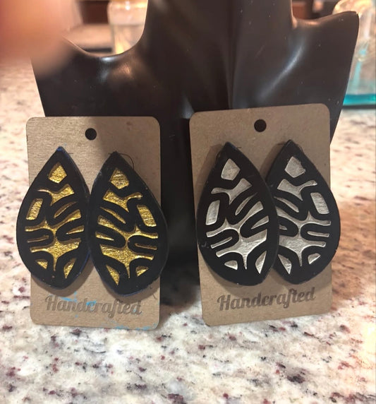 Laser Cut Engraved Wood Boho Style Earrings