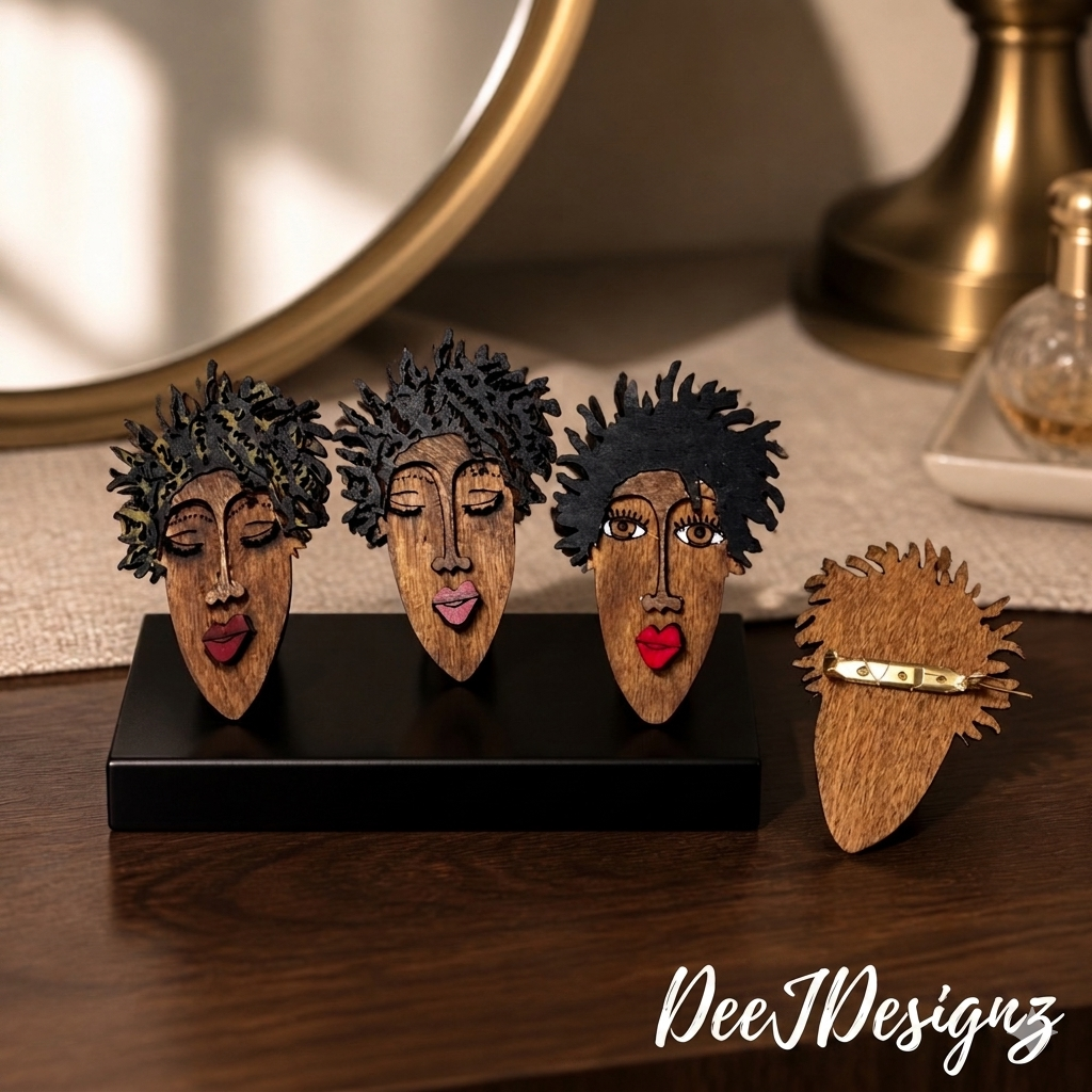 Wooden Lady pins