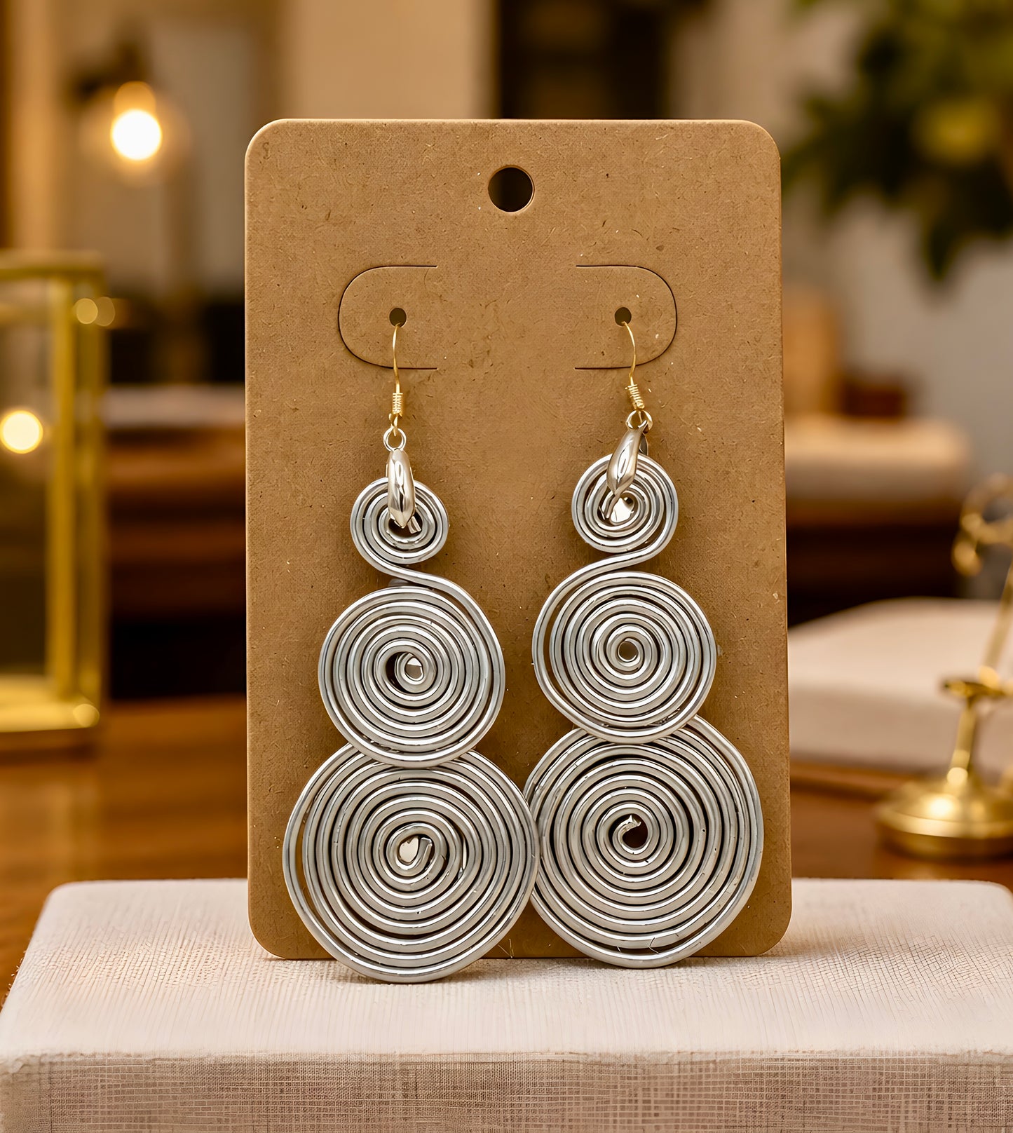 **Wire Wrapped Aluminum Egyptian Inspired Disc Earrings